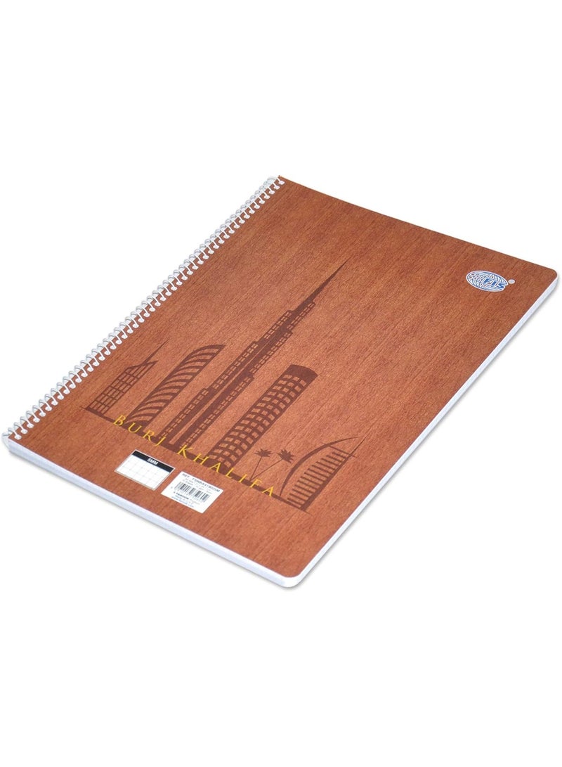 FIS Burj Khalifa Spiral Note Book, 5mm Square, (70 Sheets), 70 GSM, A4 Size 5-Piece - FSNBA419025M - Image 2